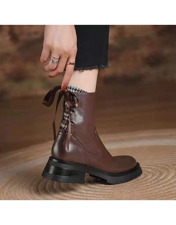 2021 summer new Martin boots women's British style fashion thick bottom autumn and winter middle heel strap single boots bare boots ins trend