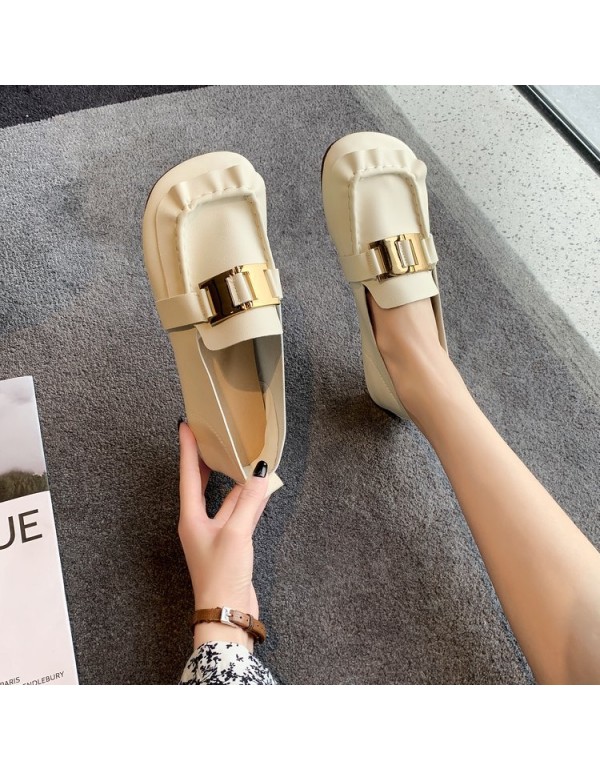 2021 autumn new Korean flat sole single shoes squa...