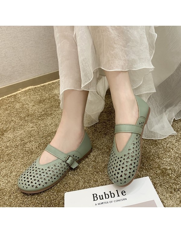 2021 summer new hollow out flat sole single shoes ...