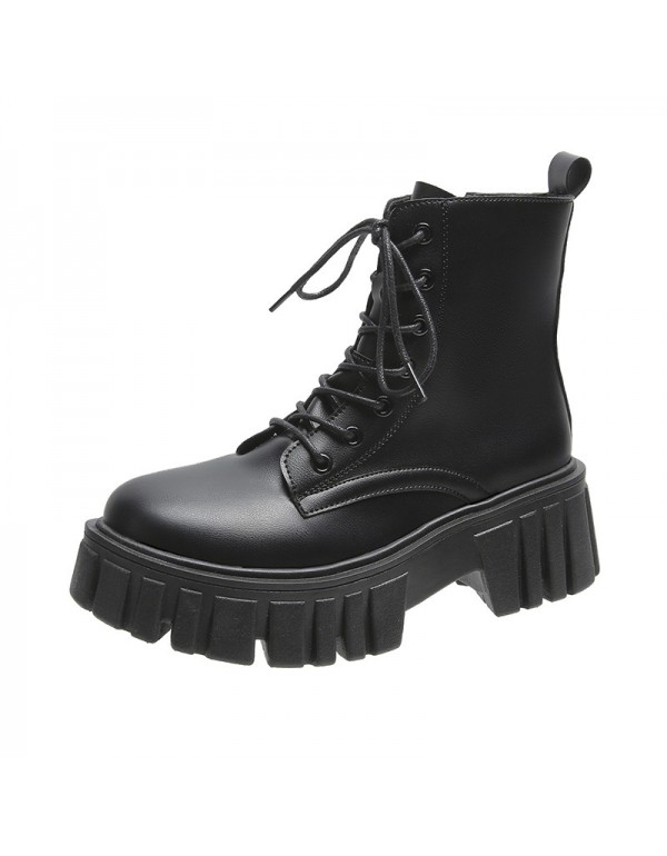 2021 autumn winter lace up Martin boots women's British fashion ins black short boots winter side zipper single boot shoes