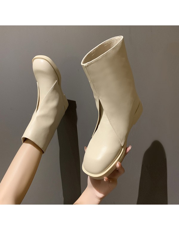 2021 autumn British style new women's boots round head thick bottom trousers tube boots retro fashion Knight boots