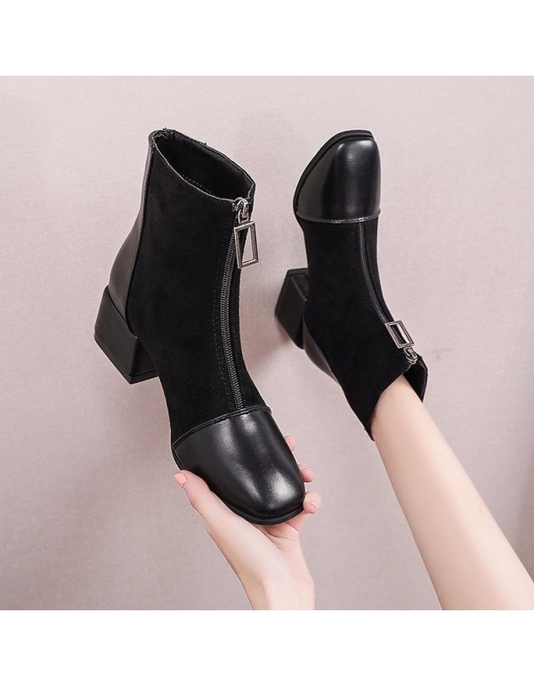 Martin boots women's autumn and winter 2020 new fashion retro British style square head thick heel large foreign trade short boots