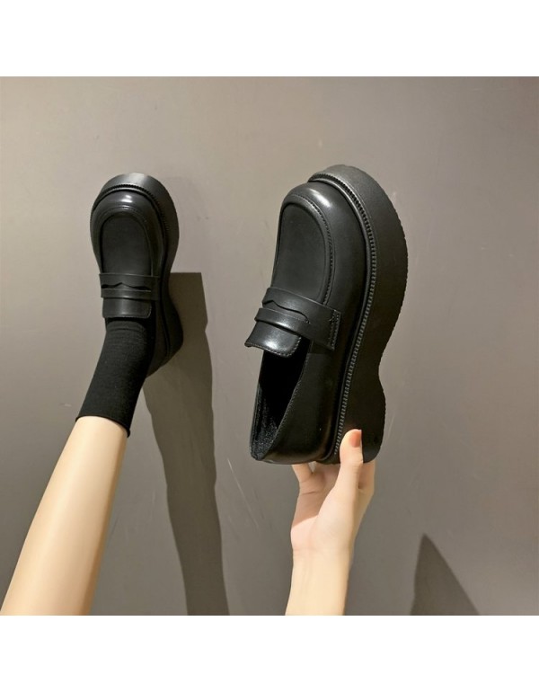 2021 autumn new British style small leather shoes, women's flat bottomed shoes, Lefu shoes, fashion thick soled single shoes wholesale