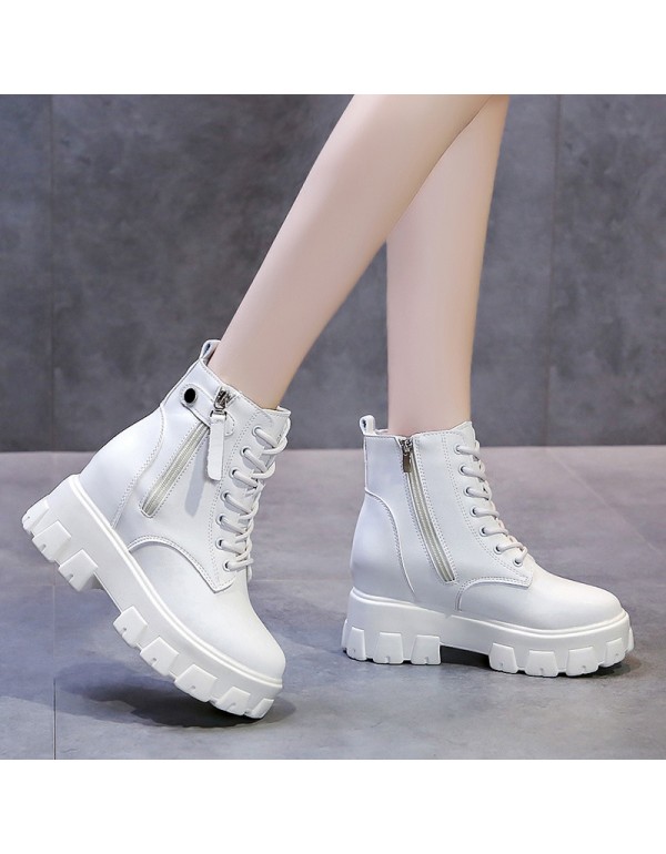 Inner heightening Martin boots women's new fashion in autumn and winter 2021 with small, handsome, thick soled British style thin short boots