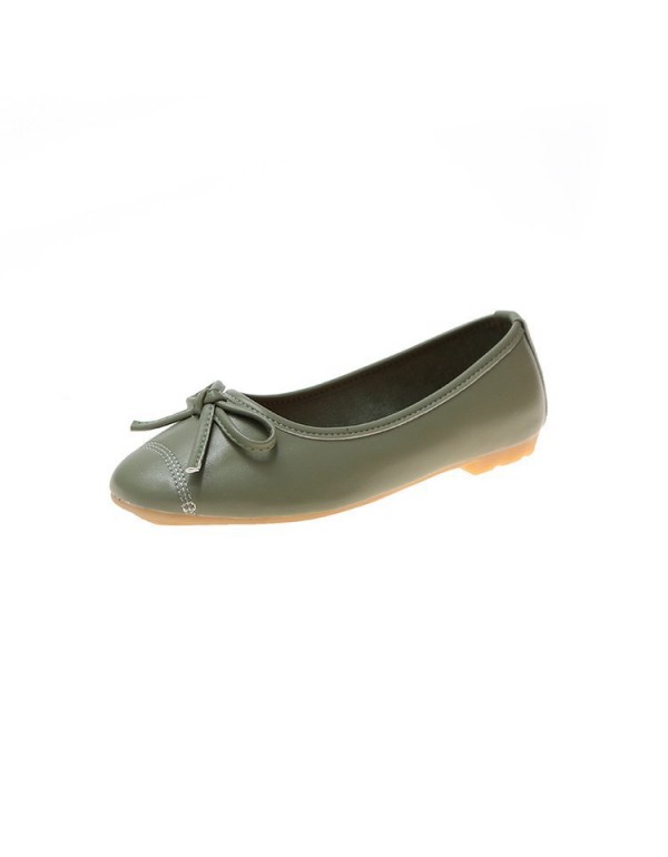 2021 spring new women's shoes Korean round head shallow flat sole single shoes bow comfortable soft bottom bean shoes wholesale