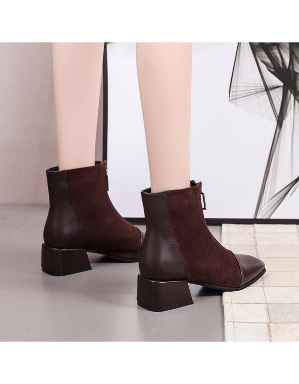 Martin boots women's autumn and winter 2020 new fashion retro British style square head thick heel large foreign trade short boots