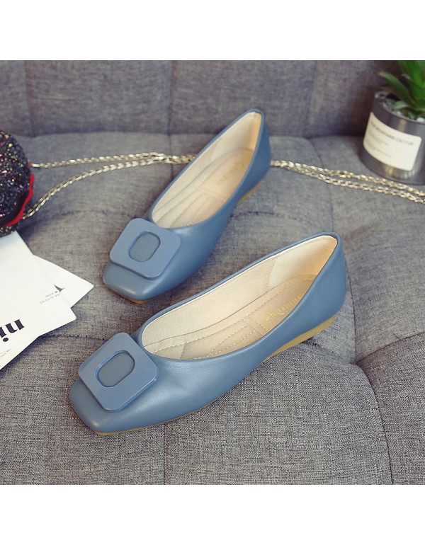 Large size spring and summer new granny ballet flat sole single shoes women's head shallow mouth ladle shoes Korean versatile boat shoes