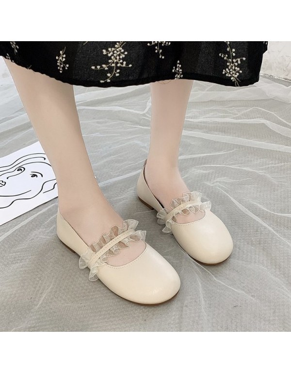 2021 spring new flat shoes round head shallow mout...