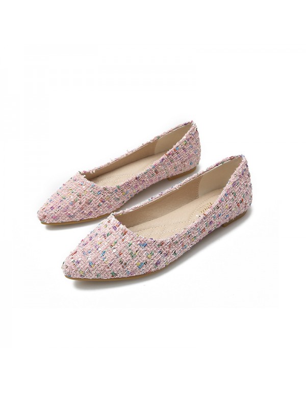 A large flat shoes net red single shoes 2021 Korean flower color matching versatile temperament Sexy Pink scoop shoes