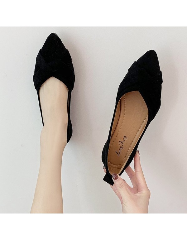 2021 summer new Korean flat shoes pointed shallow mouth flat sole shoes cover foot suede Four Seasons Women's shoes wholesale