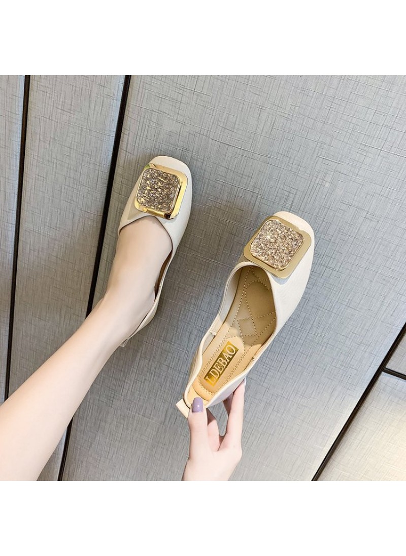 2021 summer new Korean flat sole single shoes Squa...