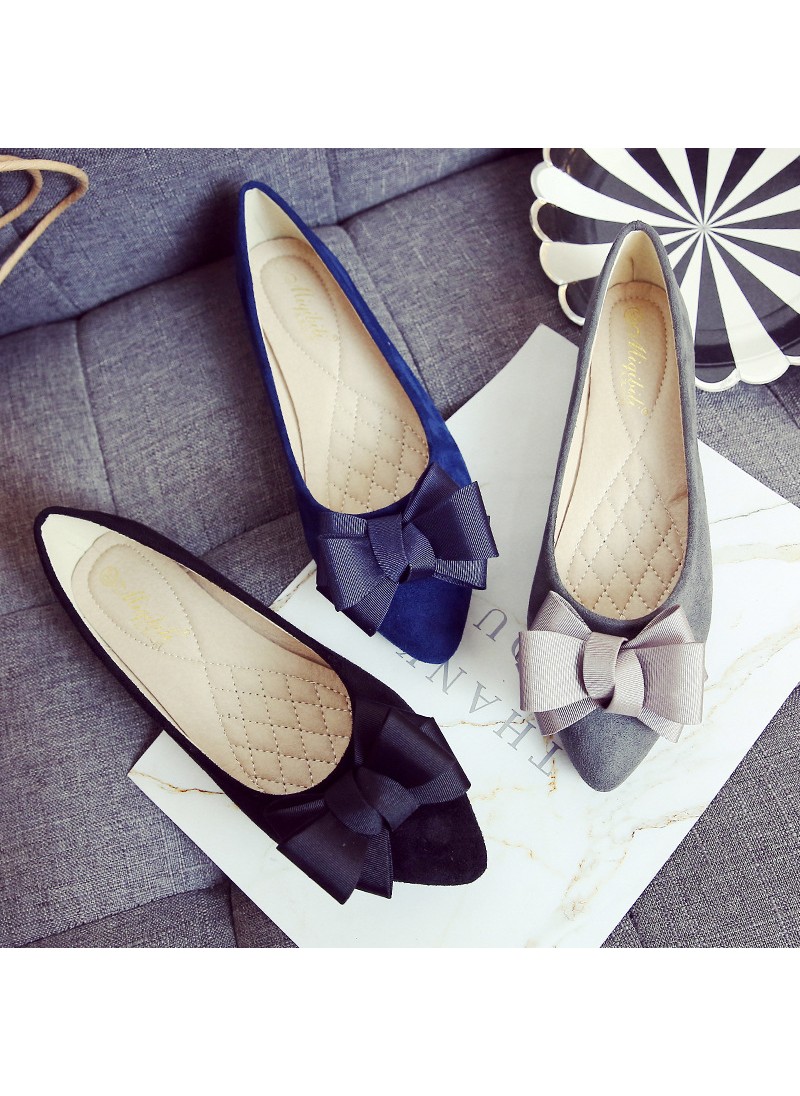 Large size shoes spring 41-43 bow pointed single s...