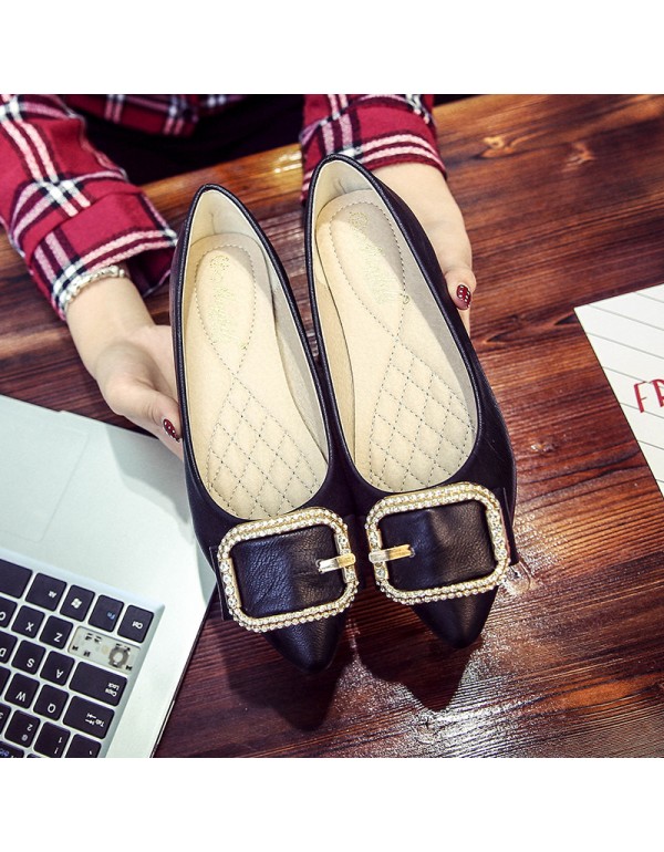 Women's shoes 2021 new single shoes women's flat shoes spring style versatile fairy gentle net red scoop shoes women large 41-43
