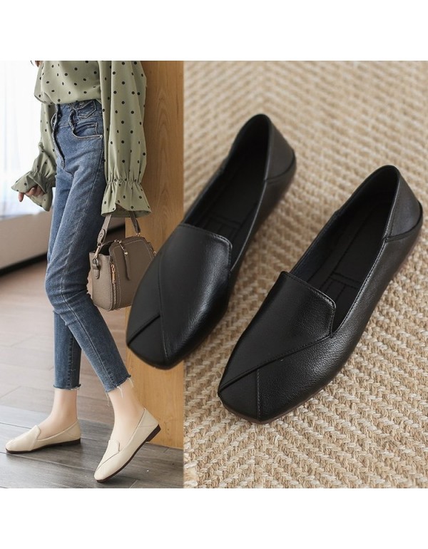 2021 spring new flat sole single shoes Square Head...