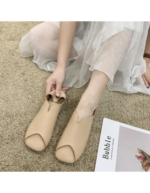 2021 autumn new Korean flat sole single shoes Squa...