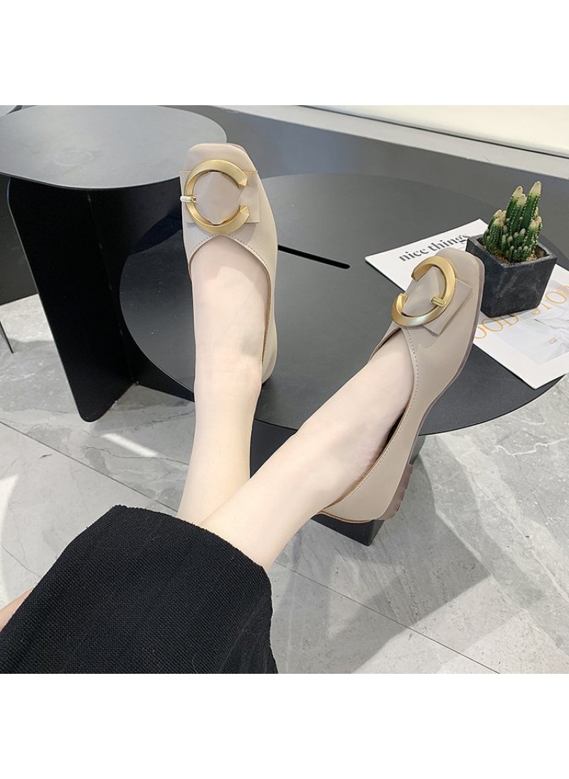 2021 spring new Korean flat shoes Square Head shal...