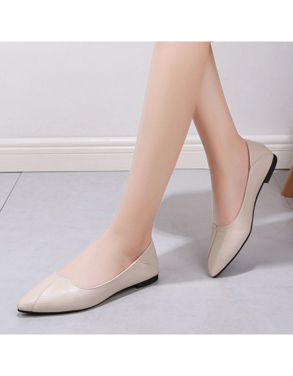 2021 summer new Korean flat shoes with pointed shallow mouth splicing single shoes wholesale of black soft soled professional women's shoes