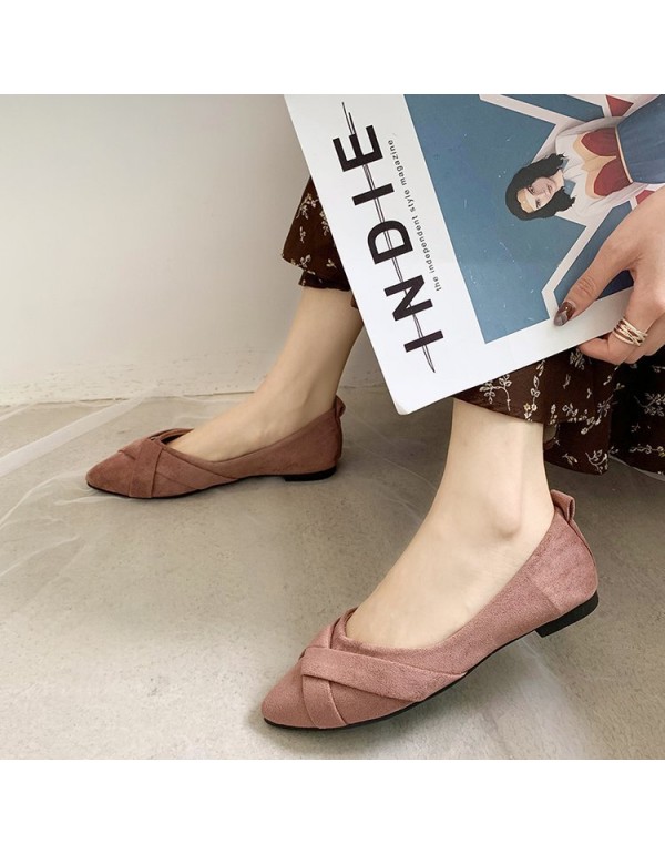 2021 summer new Korean flat shoes pointed shallow mouth flat sole shoes cover foot suede Four Seasons Women's shoes wholesale