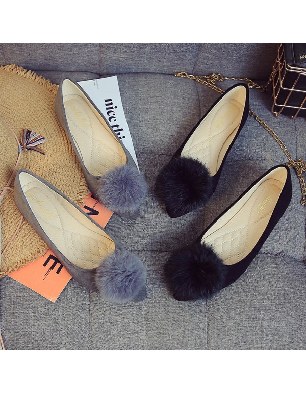 A pair of single shoes issued on behalf of women 2021 flat heel pointed suede ball Korean fashion versatile scoop shoes large 40-43