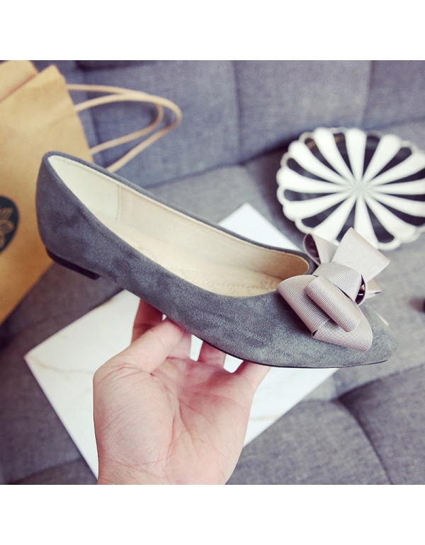 Large size shoes spring 41-43 bow pointed single shoes versatile summer flat shoes scoop shoes straight for one generation