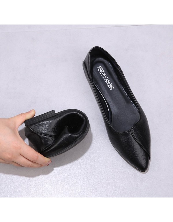 2021 summer new Korean flat shoes with pointed shallow mouth splicing single shoes wholesale of black soft soled professional women's shoes