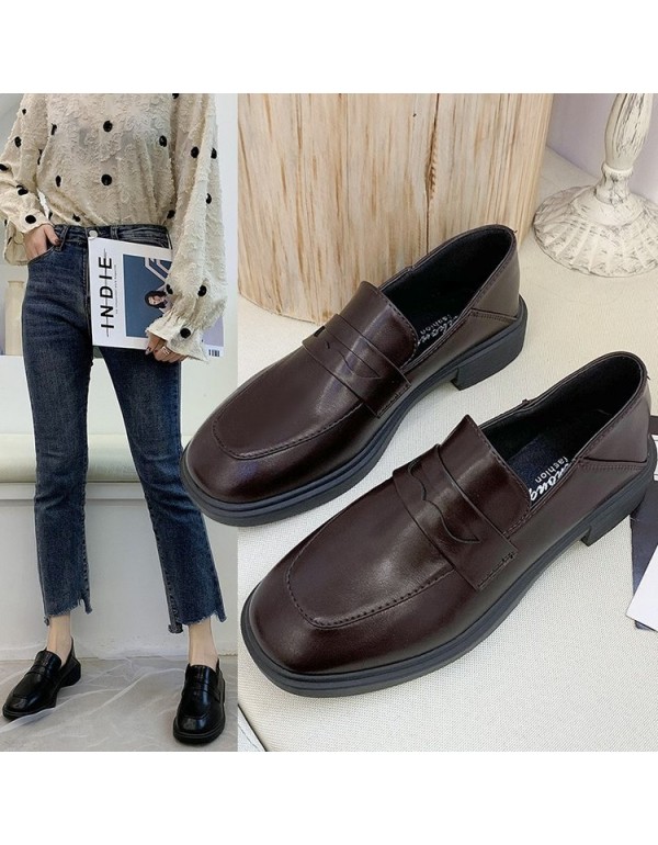 2021 autumn new British style small leather shoes ...