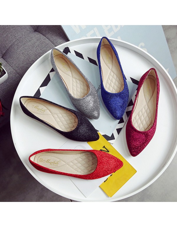 2021 spring new Korean soft soled women's shoes comfortable flat bottomed shoes women's versatile pointed single shoes net red scoop shoes large