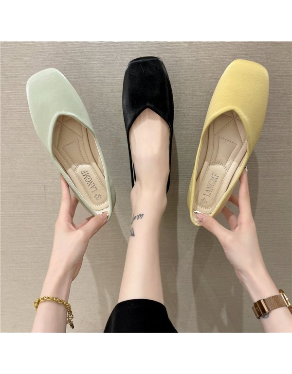 2021 summer new Korean flat sole single shoes with...