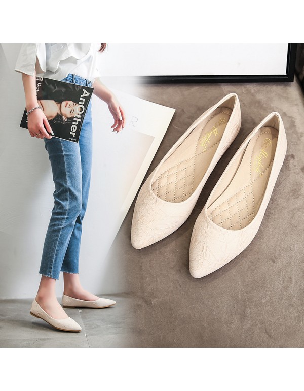 Scoop shoes women's 2021 summer new Korean version versatile pointed flat bottom shallow mouth shoes simple large size women's trend nude single shoes