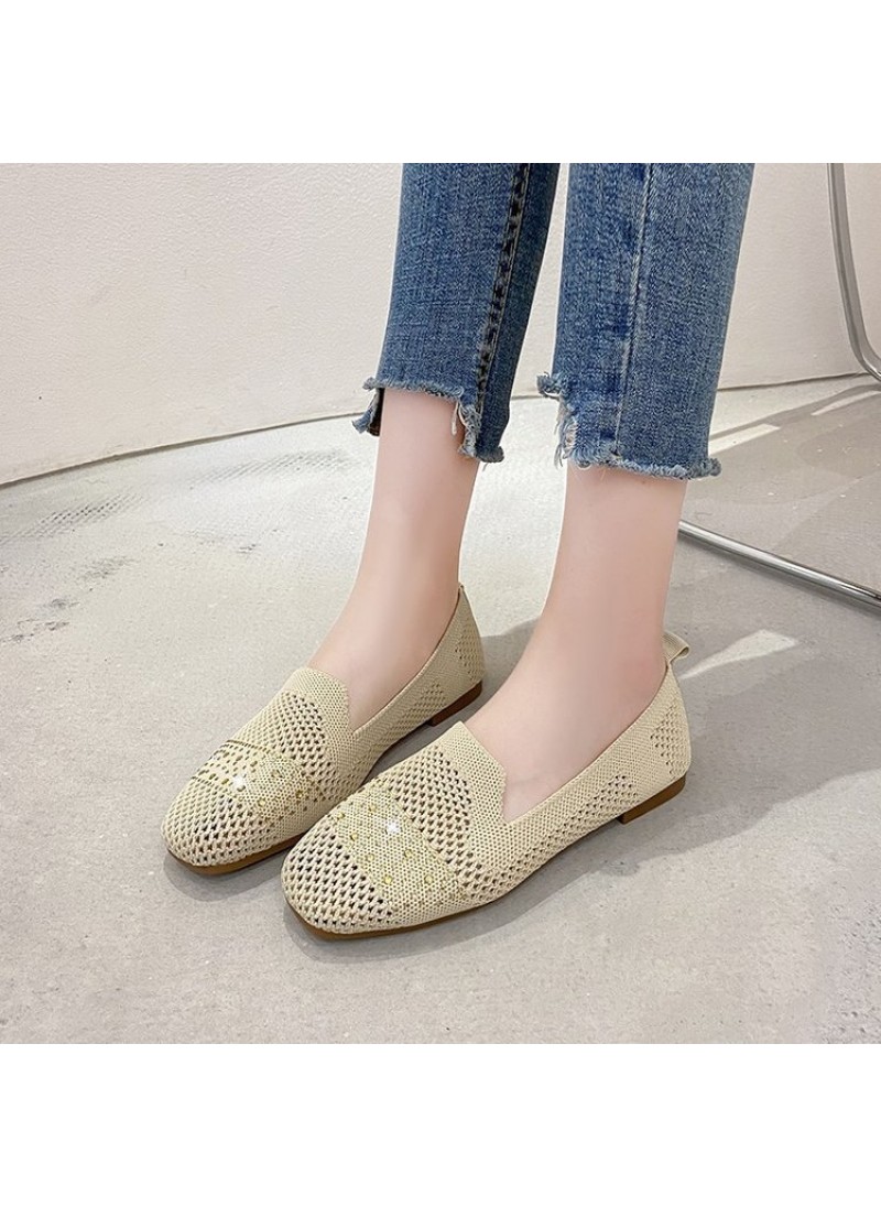 2021 summer new knitted flat sole single shoes Rhi...