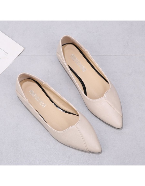 2021 summer new Korean flat shoes with pointed shallow mouth splicing single shoes wholesale of black soft soled professional women's shoes