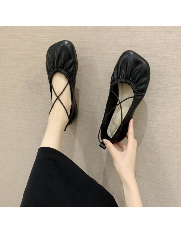 2021 spring new Korean flat sole single shoes Squa...
