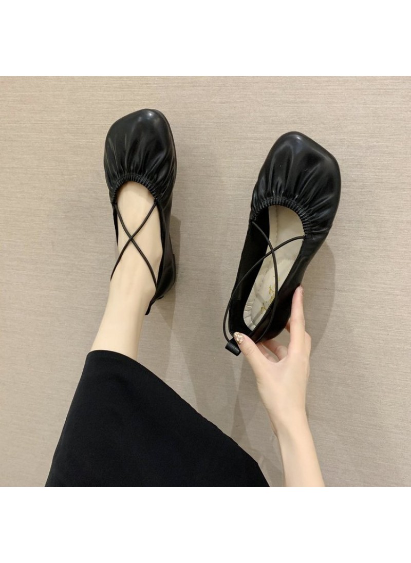 2021 spring new Korean flat sole single shoes Squa...