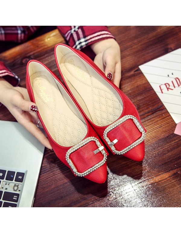 Women's shoes 2021 new single shoes women's flat shoes spring style versatile fairy gentle net red scoop shoes women large 41-43