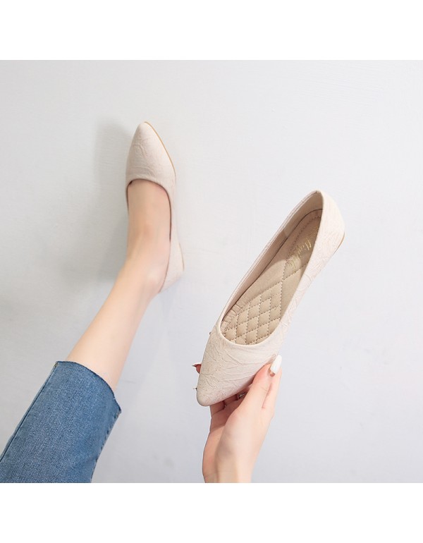 Scoop shoes women's 2021 summer new Korean version versatile pointed flat bottom shallow mouth shoes simple large size women's trend nude single shoes