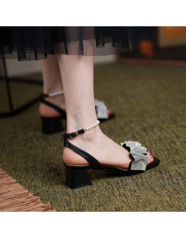 2021 summer new sandals women's herringbone belt gentle net Red Fairy style with skirt open toe thick heel women's shoes