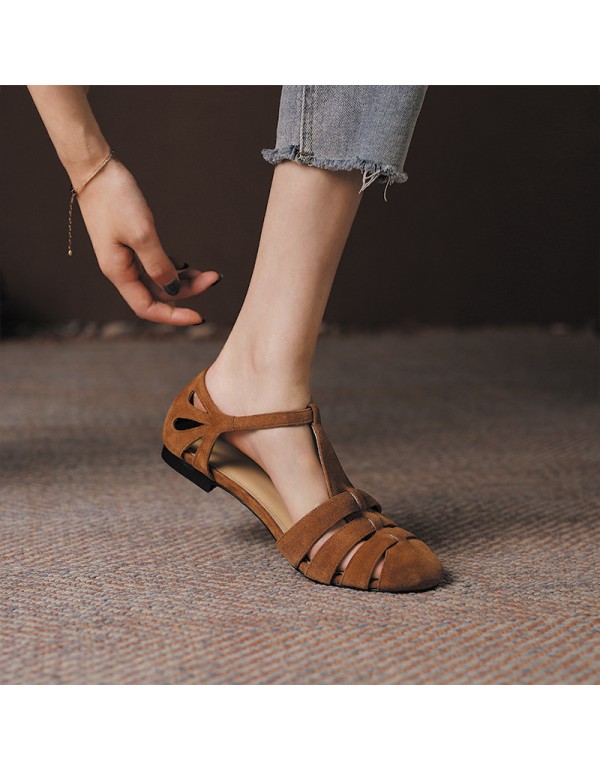 French Roman sandals 2021 new flat fairy summer Baotou soft soled Mary Jane shoes simple retro women