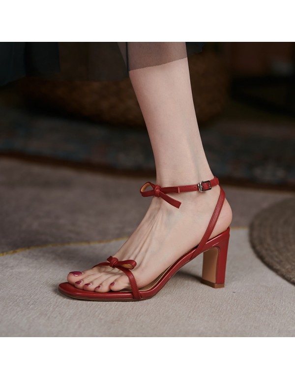 One line French sandals women's summer heels 2021 new FAIRY FASHION Roman shoes thick heels high heels women's shoes