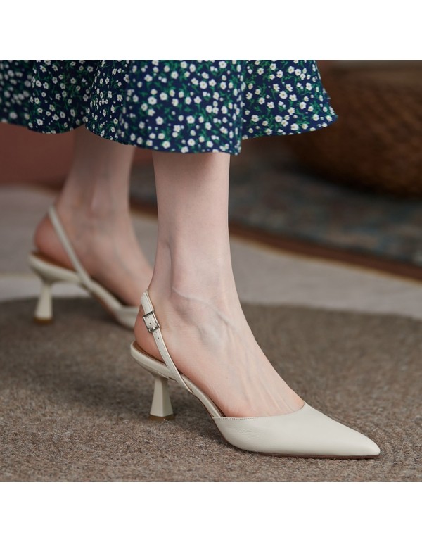 2021 new French Baotou simple thin heel high-heele...