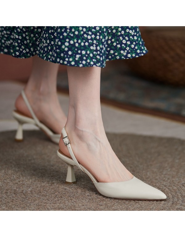 2021 new French Baotou simple thin heel high-heele...