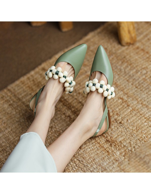 Small fresh sweet lovely gentle fairy wind pointy temperament 2021 spring and summer trip with sandals female summer flat bottom