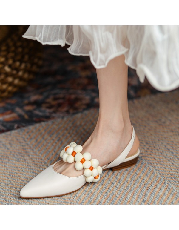 Small fresh sweet lovely gentle fairy wind pointy temperament 2021 spring and summer trip with sandals female summer flat bottom