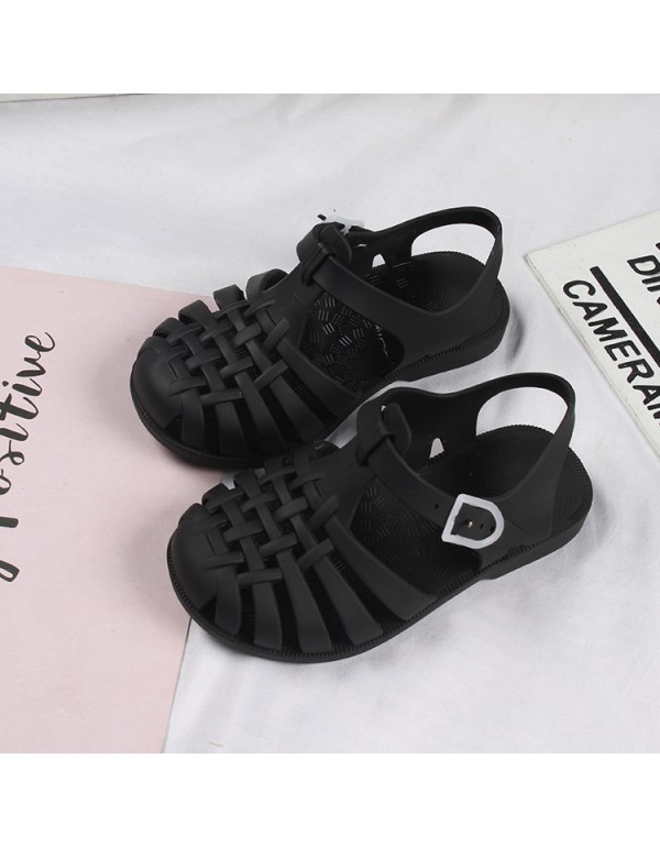 Heli shark new fashion solid color buckle hollowed out cool children's shoes flat bottom leisure daily wear male and female baby sandals 