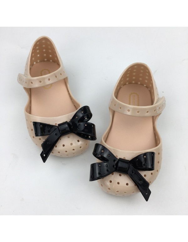 Summer new minimelissa baby children's jelly cool contrast color hollow out bow tie shoes foreign trade wholesale trend 