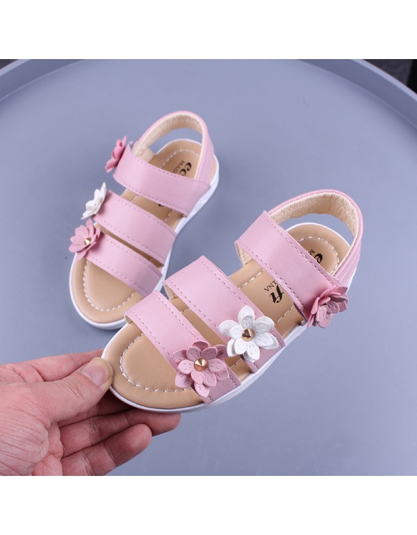 Children's summer sandals girls lovely flowers Rom...