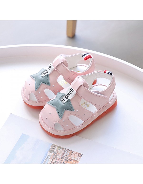 2022 summer new boys' open toe whistled baby sandals 0-1-2 years old leather baby shoes 2133 