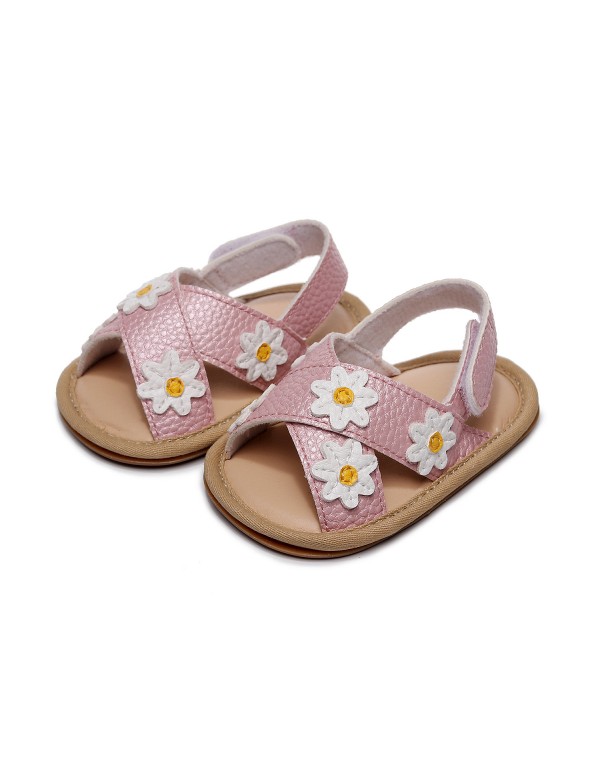 2022 new cross band floret children's and girls' sandals baby comfortable walking shoes one hair substitute 