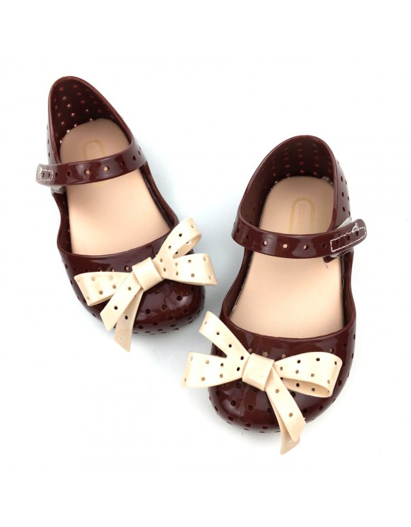 Summer new minimelissa baby children's jelly cool contrast color hollow out bow tie shoes foreign trade wholesale trend 