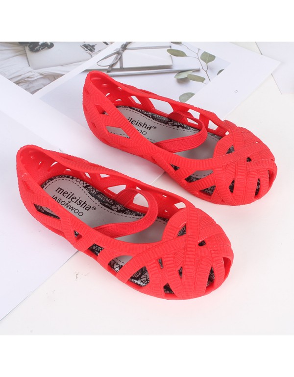 Lovely girls' sandals jelly shoes Baotou hollow out beach shoes middle school children's Non Slip breathable Princess fashion casual shoes 