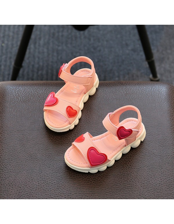 2022 spring and summer new children's sandals Korean fashion sandals open toe shoes magic stickers love girls' casual sandals 